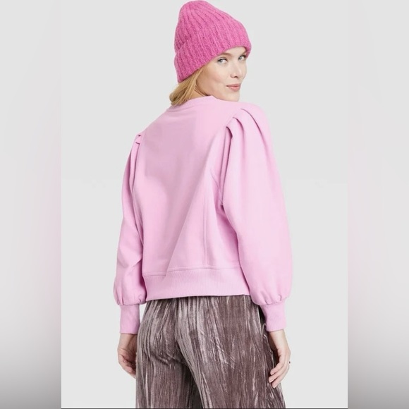 Women’s Pink A New Day Pleated Ruched Shoulder Sweatshirt | Size M - Picture 3 of 12